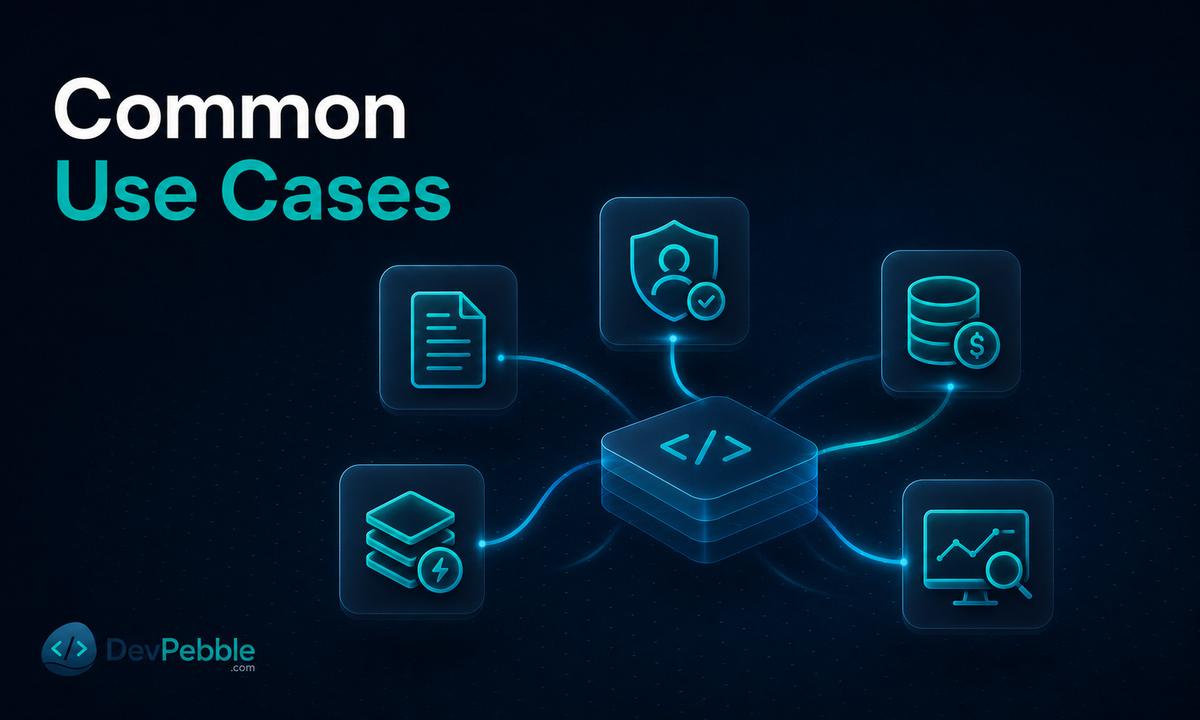Common use cases for aspect-oriented programming — logging and audit trails, security and access control, and transaction management.