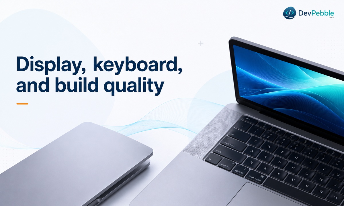 Display, keyboard, and build quality for a programming laptop — screen size from 13 to 16 inches, comfortable key travel for long typing sessions, and ports for external monitors.