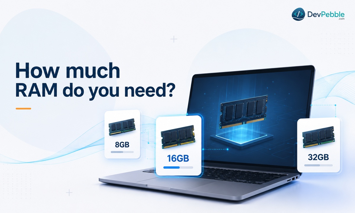 How much RAM do you need for programming — 8GB for light learning, 16GB as the practical baseline for serious coding, and 32GB for Docker, VMs, emulators, and data science.