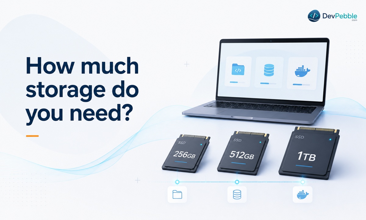 How much storage do you need for programming — 256GB for a lean setup, 512GB as the comfortable middle, and 1TB or more for datasets, VMs, and media-heavy projects, always on an SSD.