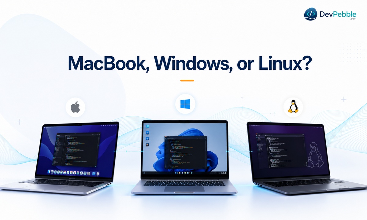 MacBook, Windows, or Linux for programming — a MacBook for iOS and long battery life, Windows for hardware variety and flexibility, and Linux for backend and DevOps work, bridged by WSL.