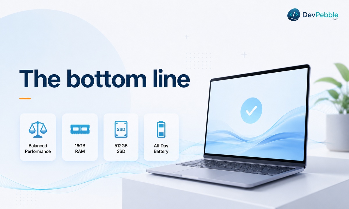 The bottom line on the best laptop for programming — 16GB of RAM, a 512GB SSD, and a modern processor fit how most developers actually work without overspending.