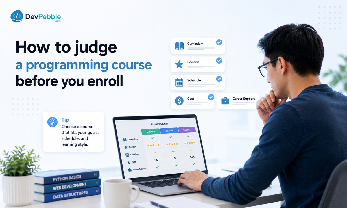 How to judge a programming course before you enroll in Atlanta — weighing curriculum and languages, how beginner-friendly it is, career support and real projects, and cost, schedule, and format.