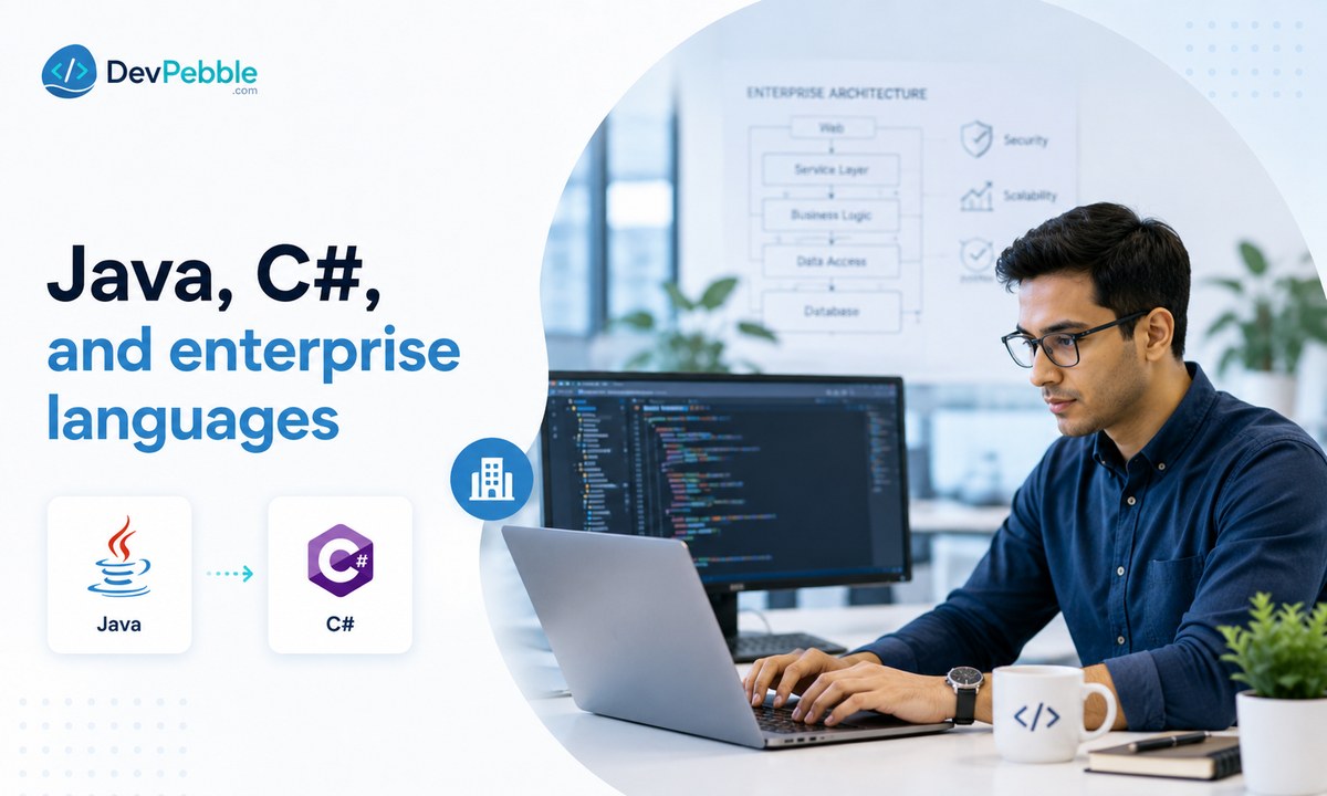 Java, C#, and enterprise languages — common in corporate and enterprise software, with dedicated tracks like the Java and C++ certificates at Atlanta Technical College.