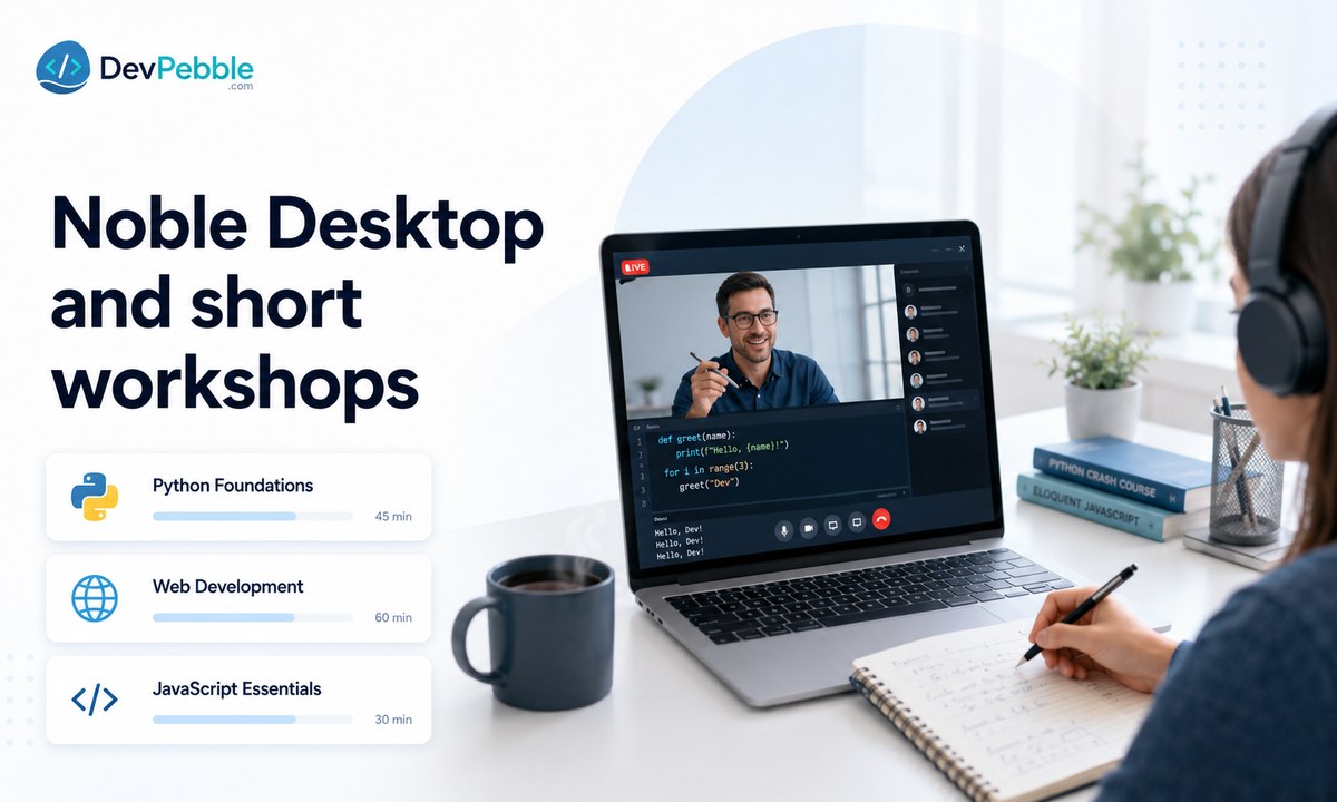 Noble Desktop and short workshops — live online classes accessible from Atlanta, including multi-day Python bootcamps, a Full-Stack Web Development Certificate, and a Software Engineering Certificate.