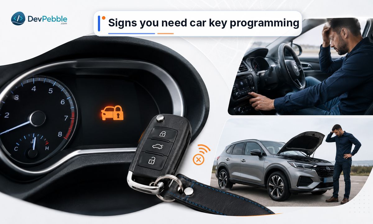 Signs you need car key programming — an engine that cranks but will not start, a security light that stays on, a fob that no longer locks the doors, and a key that works only intermittently.