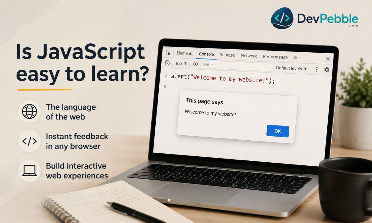 Is JavaScript easy to learn — the language of the web that runs in any browser, giving beginners instant feedback right in the developer console.
