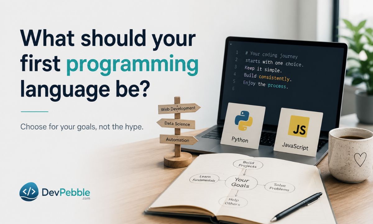 Best first programming language for your goals — a map from what you want to build (front-end, full-stack, mobile, games, AI, systems) to a sensible first language.