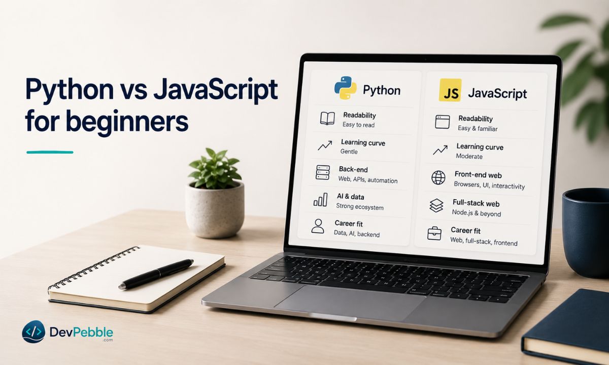 Python vs JavaScript for beginners — a side-by-side on readability, learning curve, web and back-end use, AI and data work, and career fit.