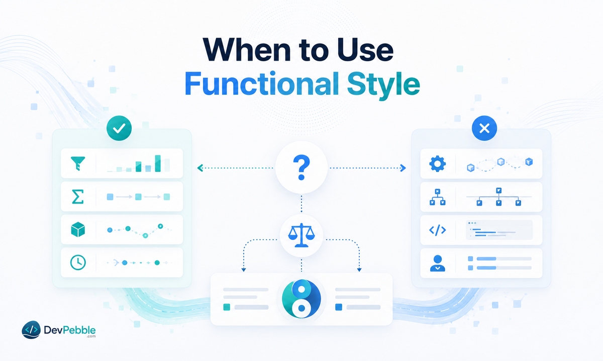 When to use functional style in Python and when to avoid it — favor it for predictable input-to-output problems, favor loops or objects for managing change over time.