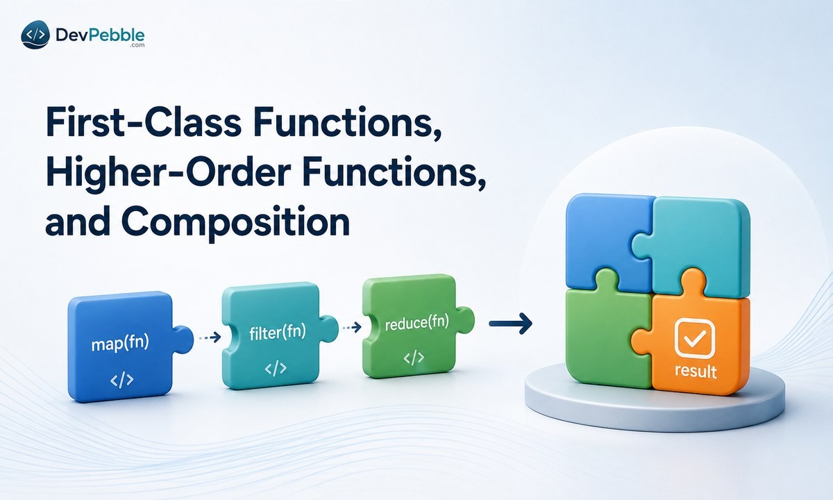 First-class functions, higher-order functions, and composition — passing and returning functions like values and building larger operations from smaller ones without a class hierarchy.