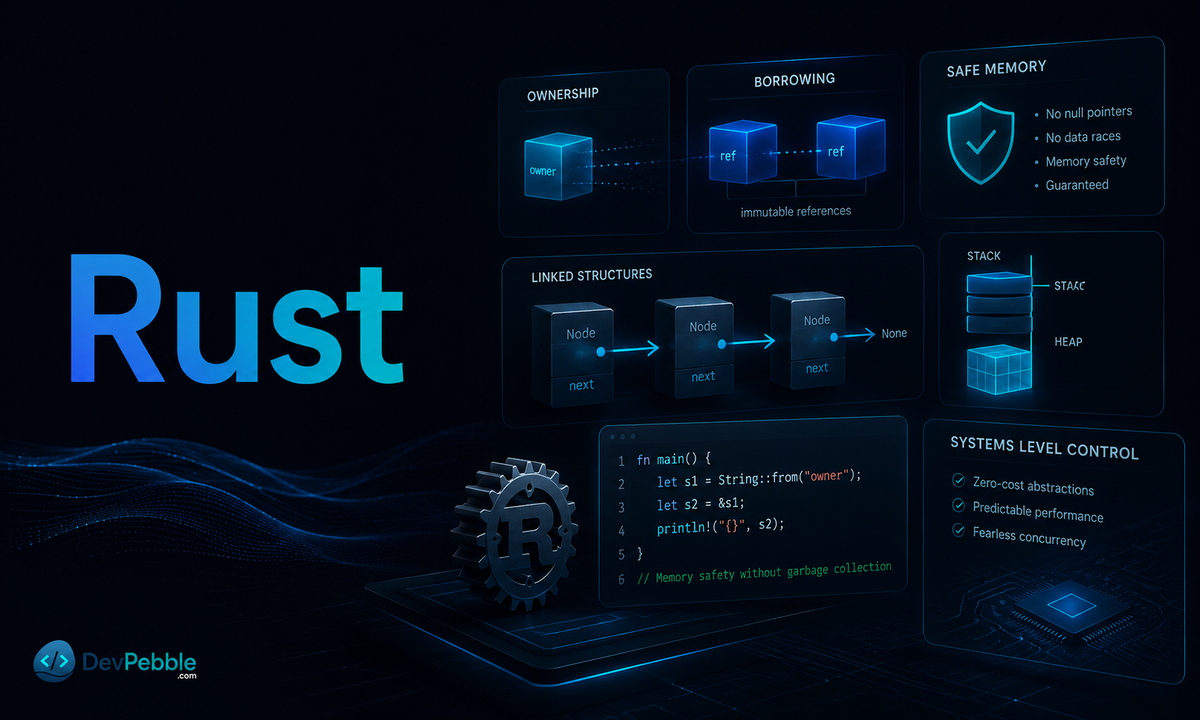 Rust — the hardest modern systems programming language for ownership-oriented learning, where the compiler enforces ownership, borrowing, and lifetime rules to guarantee memory and thread safety without a garbage collector.
