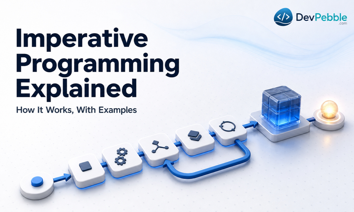 Imperative programming explained with examples — sequential execution, mutable state, and control flow that change a program's state one step at a time across languages like C, Java, and Python.