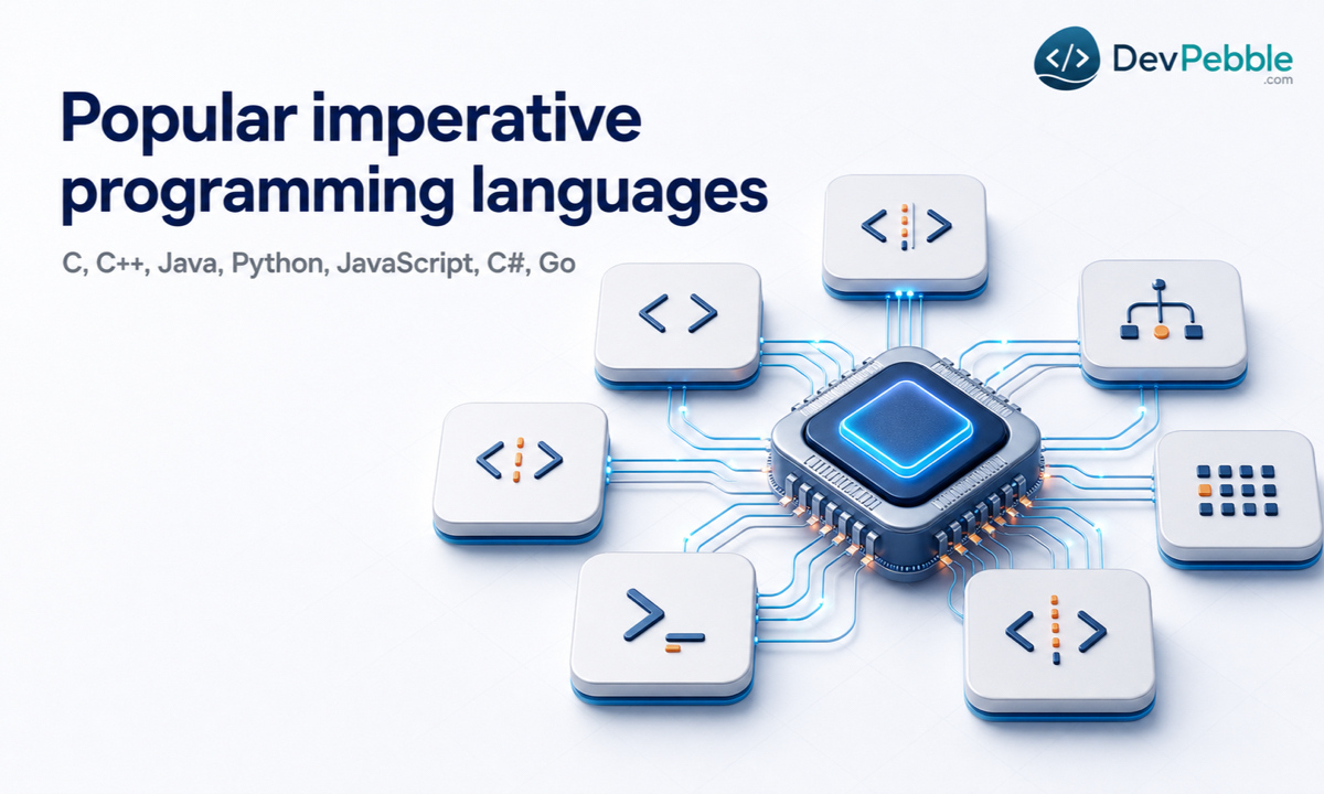 Popular imperative programming languages — C, C++, Java, Python, JavaScript, C#, and Go, each with its own history and sweet spot.