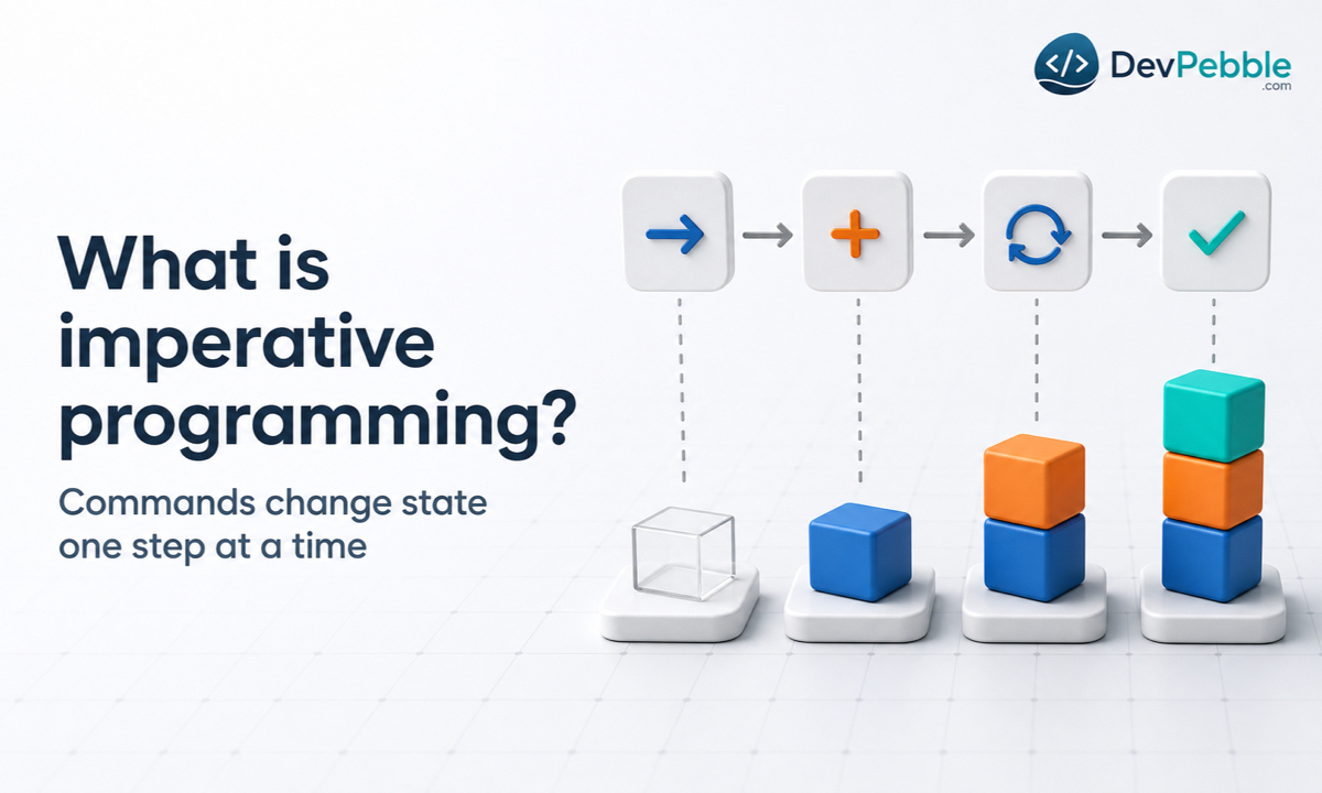What is imperative programming — writing code as a sequence of explicit commands that change a program's state one step at a time.