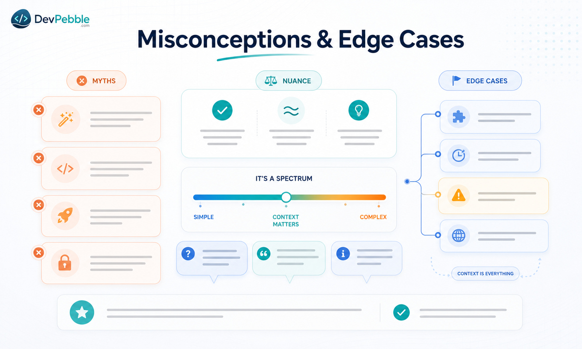 Misconceptions and edge cases — functional programming is not a synonym for declarative, OOP is not the opposite of declarative, and HTML and CSS are declarative but not general-purpose languages.
