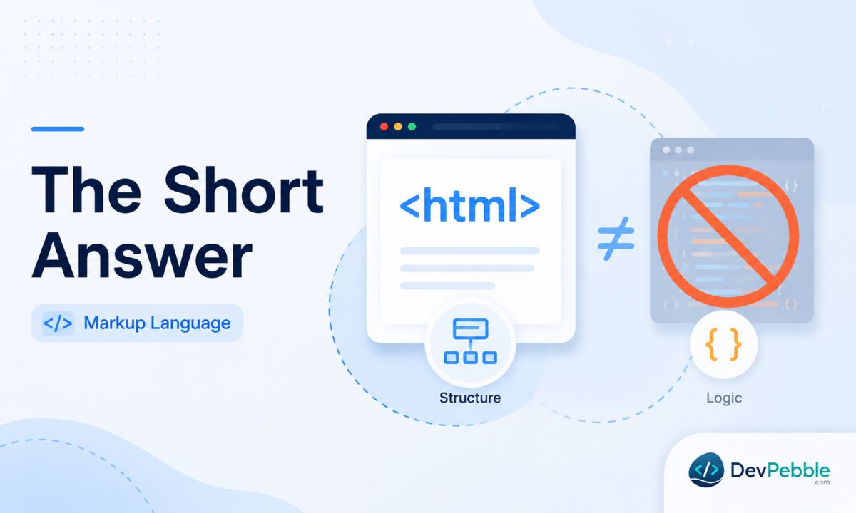 The short answer to is HTML a programming language — no, HTML is a markup language, not a programming language, and that difference shapes how you learn it.