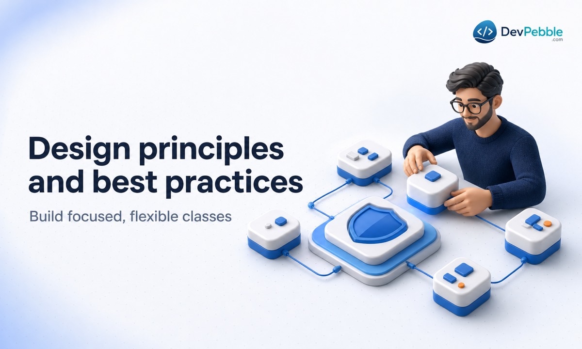 Object oriented programming design principles and best practices for focused classes, composition, interfaces, low coupling, and protected state.