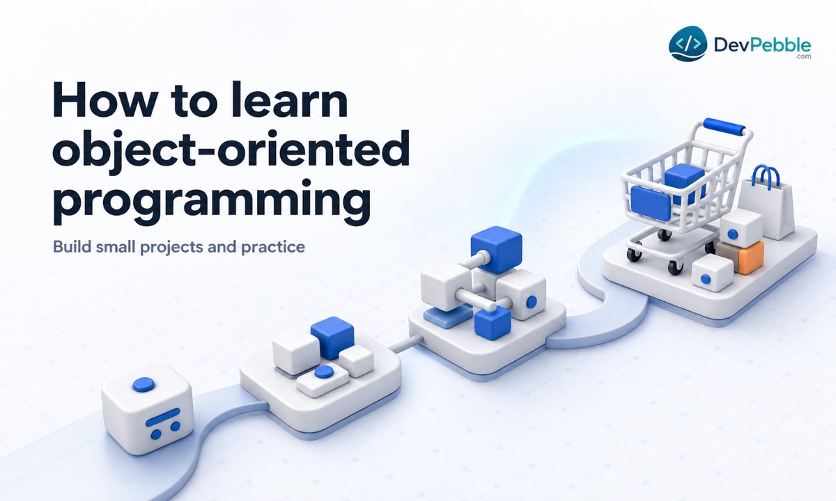 How to learn object oriented programming by creating simple classes, practicing the four pillars, and building small real-world projects.