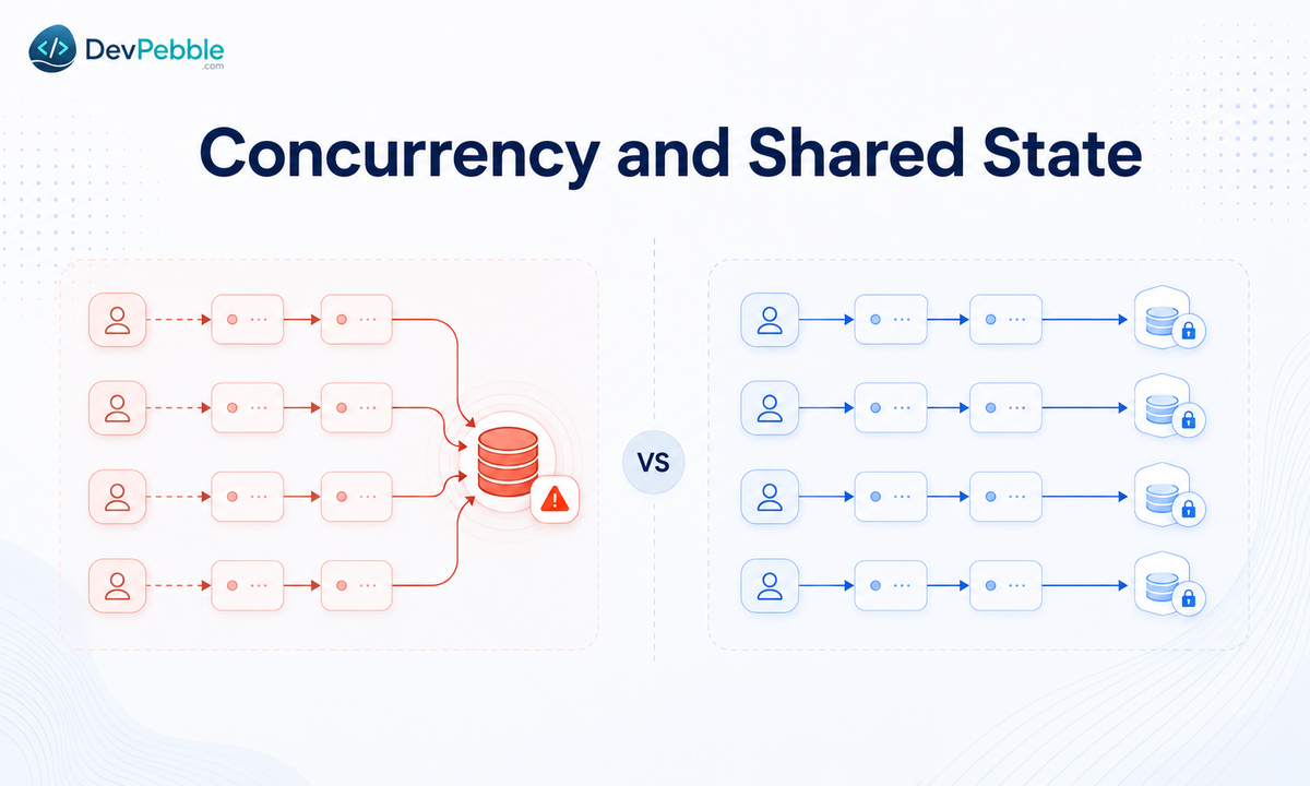 Concurrency and shared state — pure transformations avoid fighting over shared state, but functional syntax alone does not create parallel execution or guarantee thread safety.