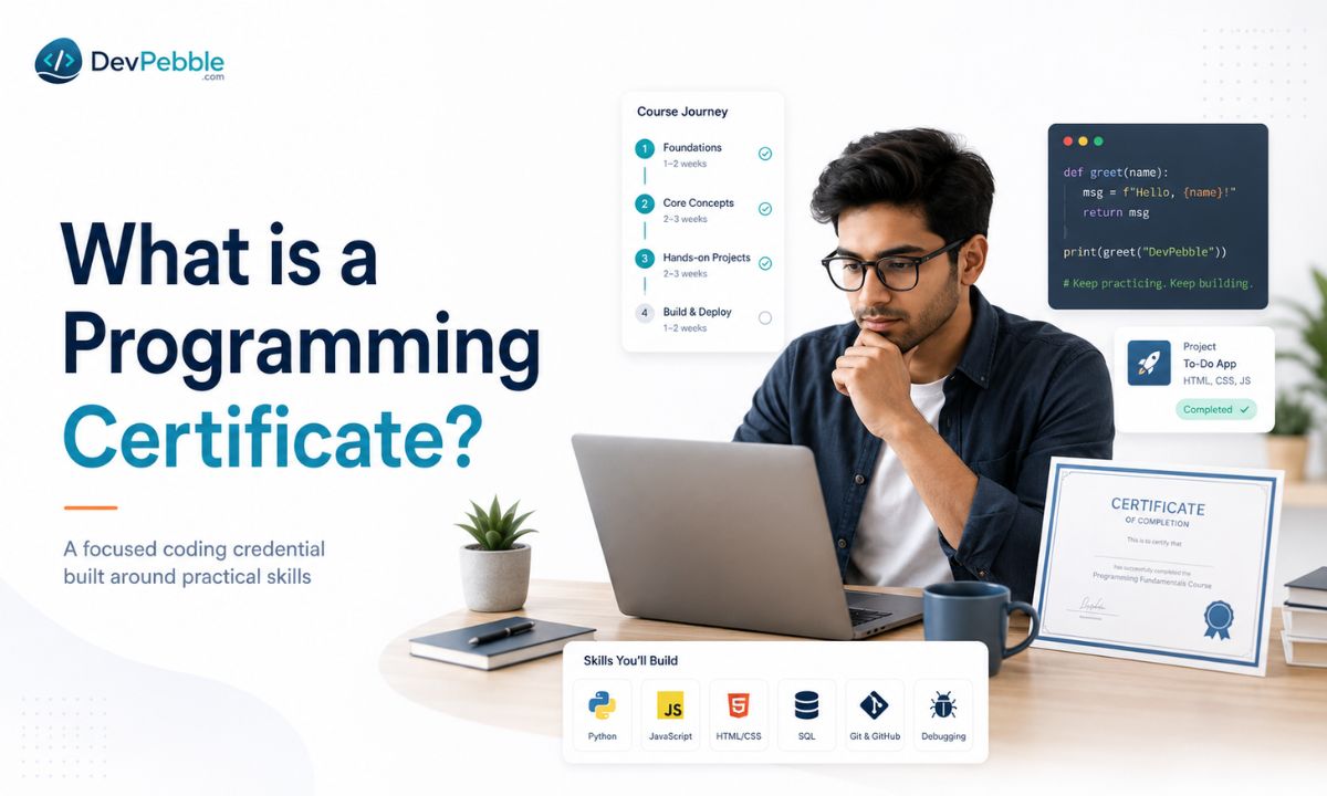 What is a programming certificate — a focused, hands-on coding credential that is shorter and cheaper than a four-year computer science degree.