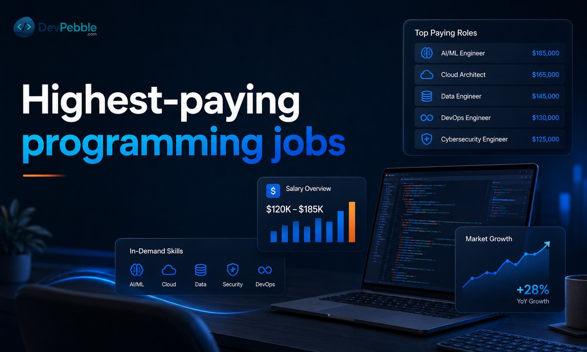 Highest-paying programming jobs — AI and machine learning engineers, cloud software engineers, data engineers, security engineers, and senior software engineers.
