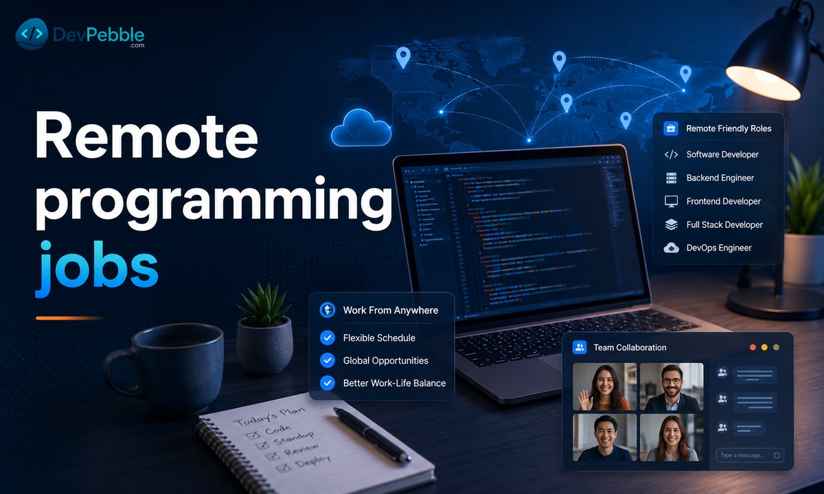 Remote programming jobs — a developer working from home, with web development, back-end work, and QA automation among the most remote-friendly paths.
