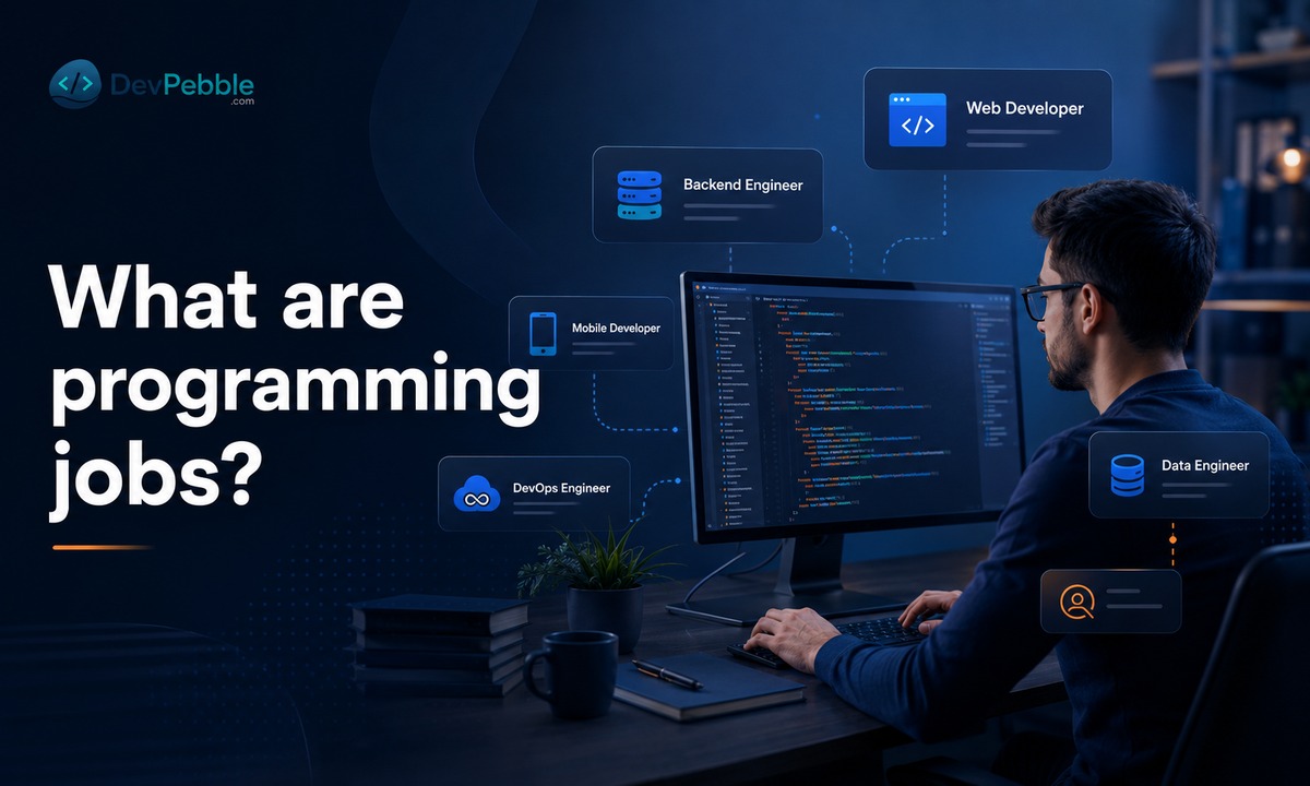 What are programming jobs — a developer writing, testing, and maintaining code across roles from mobile apps to model training to server operations.