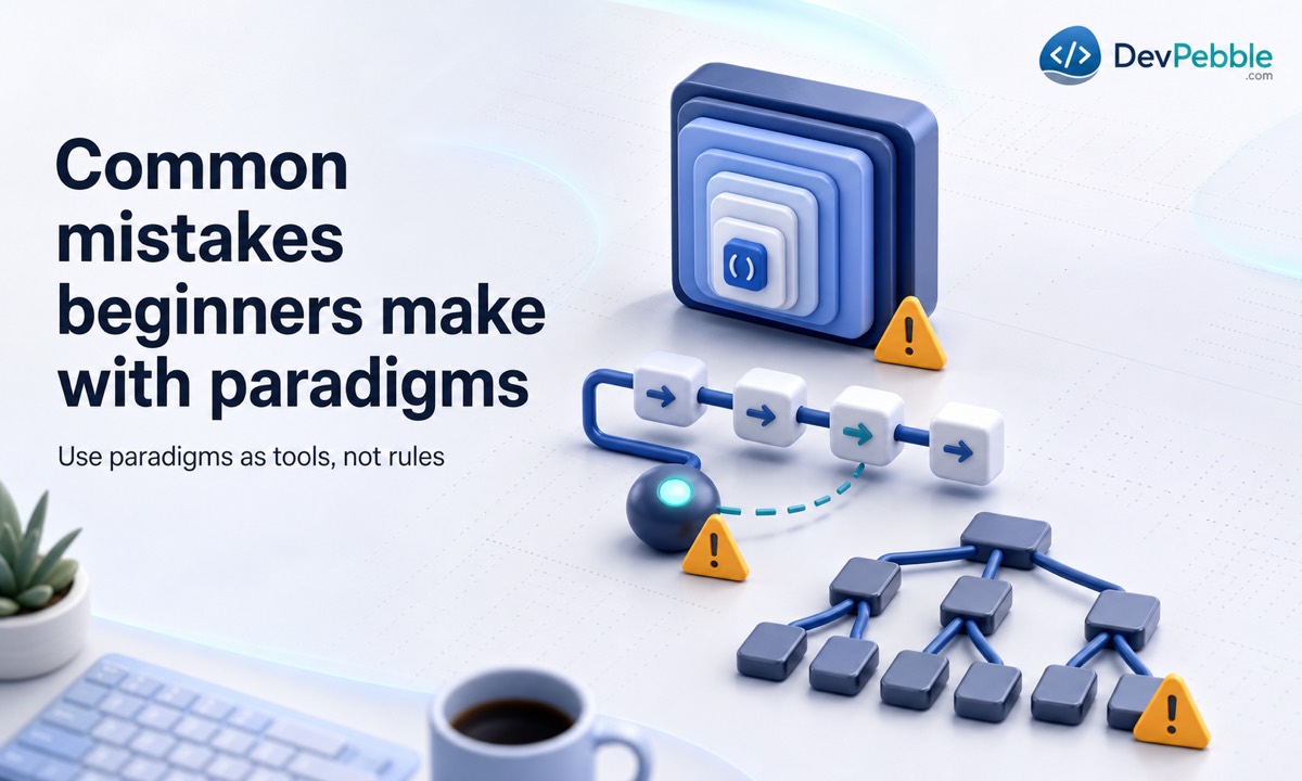 Common mistakes beginners make with programming paradigms, from treating a paradigm like a religion to ignoring readability.
