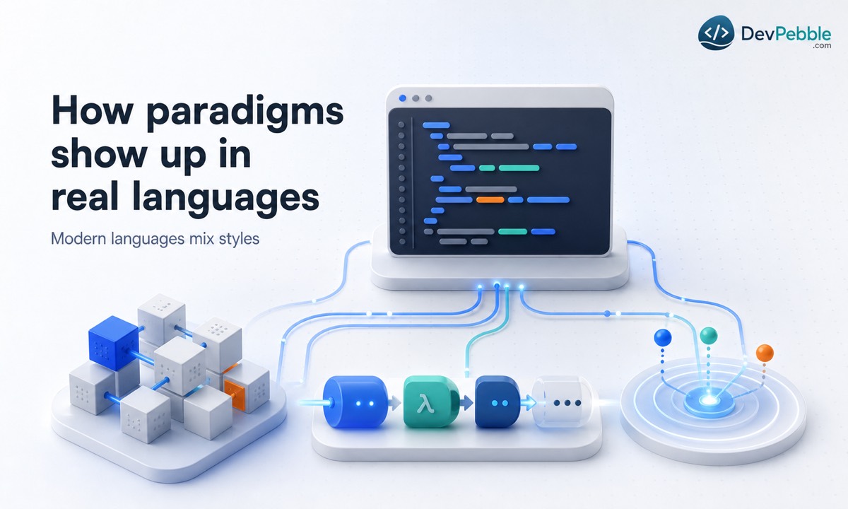 How programming paradigms show up in real languages like Python, JavaScript, C++, Scala, and Rust as multi-paradigm tools.