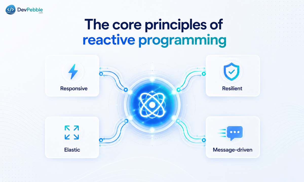The core principles of reactive programming — responsive, resilient, elastic, and message-driven, as laid out in the Reactive Manifesto.