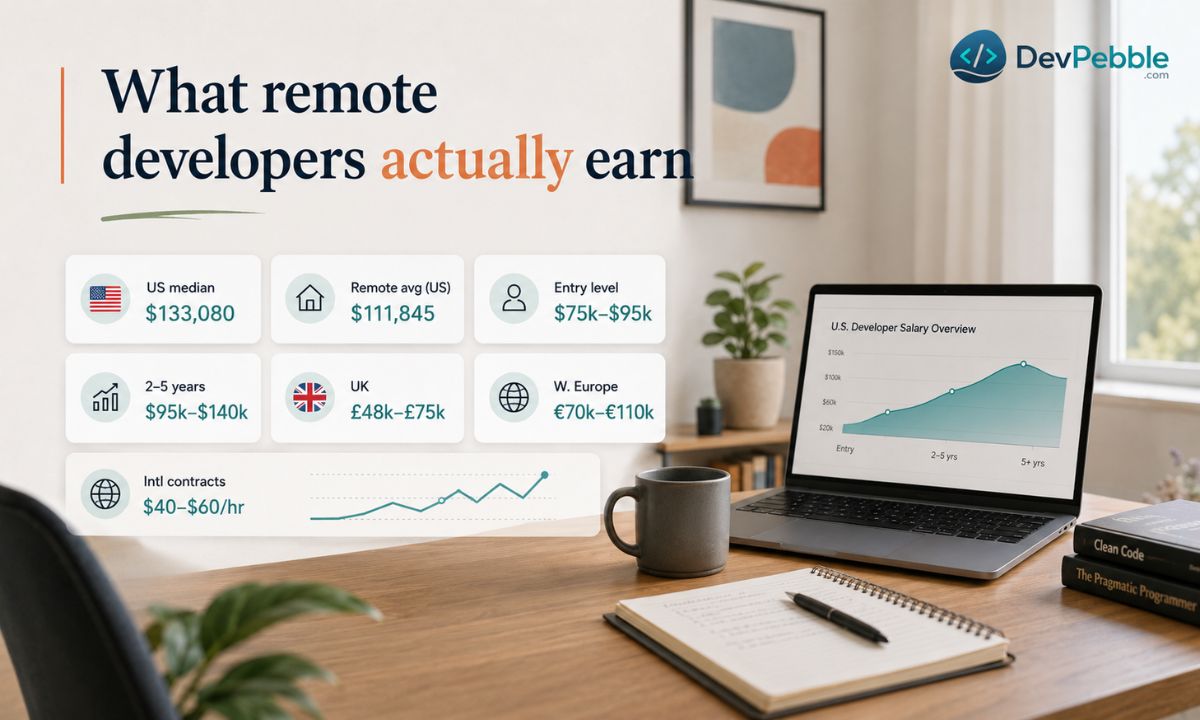 What remote developers earn — pay varies widely by location, specialization, and experience, from entry-level base salaries to senior international contract rates.