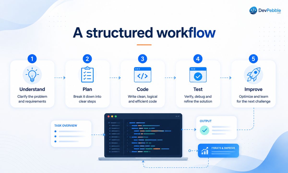 A structured workflow — an order that builds on what you already know, with a goal for each session and a focus for each week instead of random tutorials and videos.