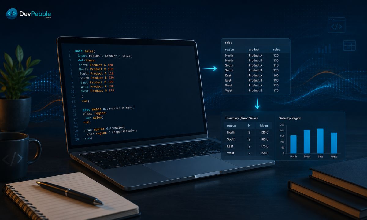 What is SAS programming — SAS (Statistical Analysis System) is the software environment, and the SAS language is the code you write to access, manage, analyze, and report on structured data.