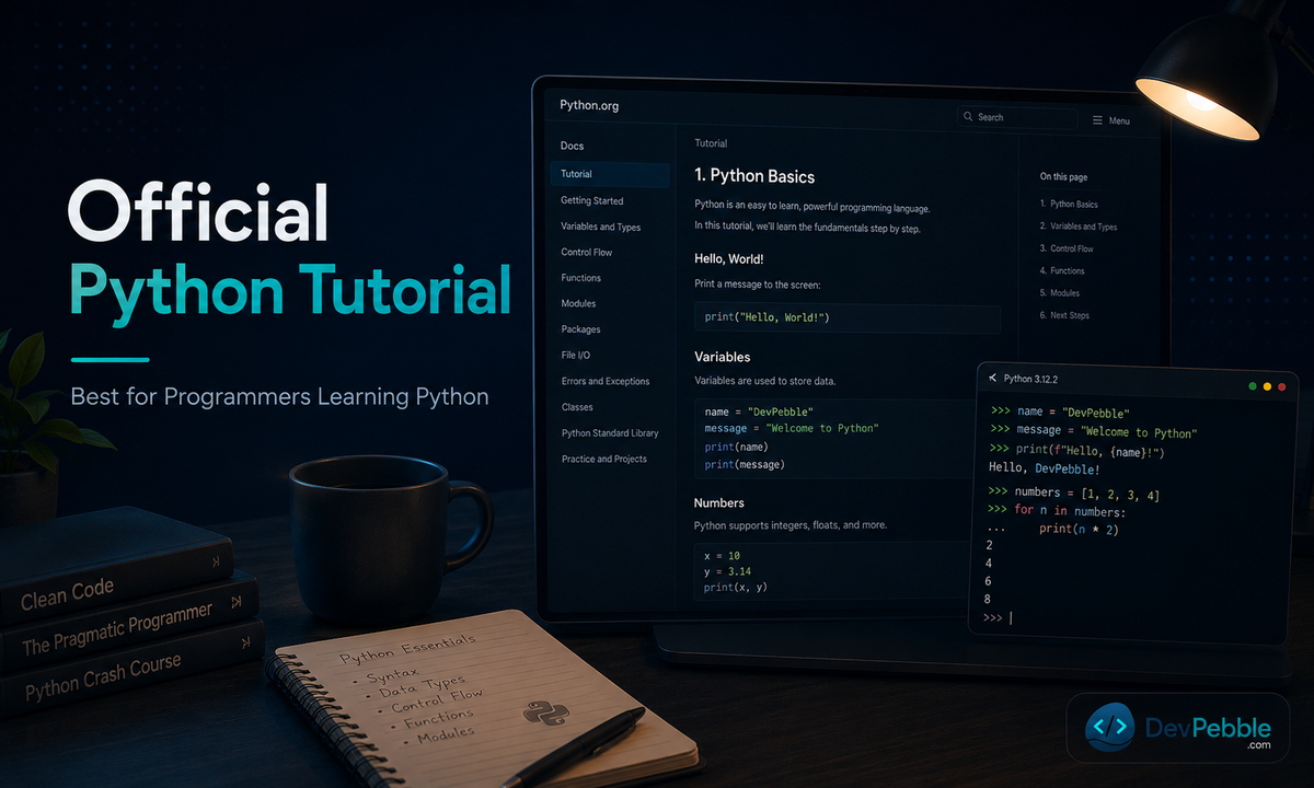 The official Python Tutorial, the best authoritative resource for programmers learning Python from the Python Software Foundation.