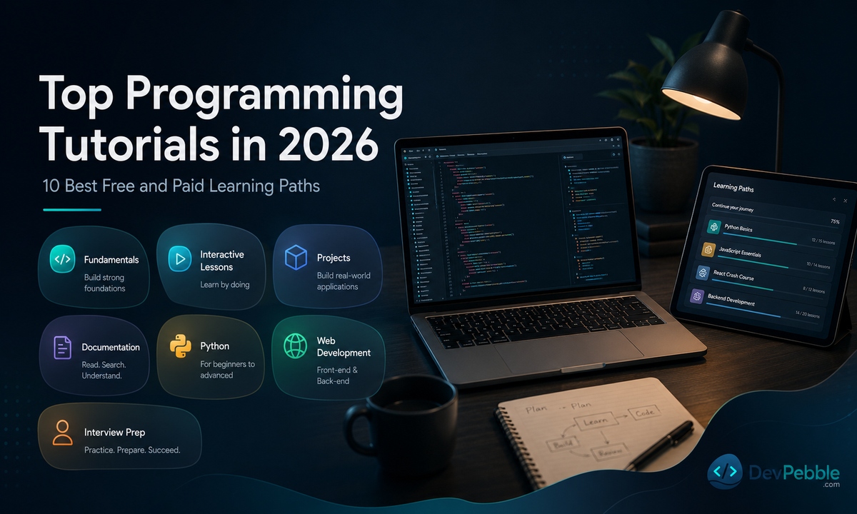 Top programming tutorials in 2026 — ten of the best free and paid learning paths, from freeCodeCamp, CS50x, and Codecademy to The Odin Project, MDN, Scrimba, W3Schools, the official Python Tutorial, Exercism, and LeetCode.